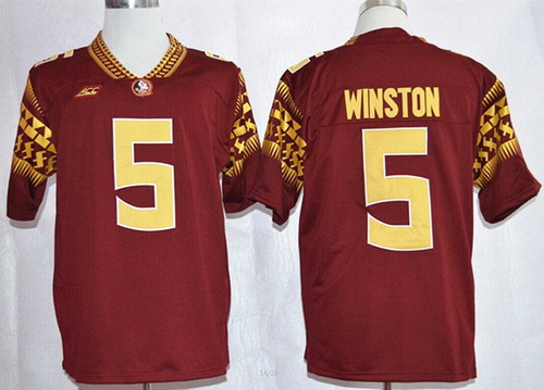 Florida State Seminoles #5 Jameis Winston 2015 Playoff Rose Bowl Special Event Diamond Quest Red Jerseys